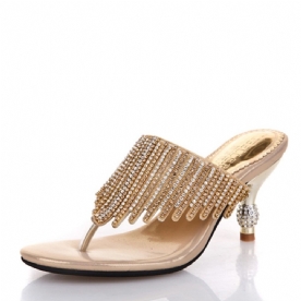 Strass String Slip-On Spool Heel Mules Shoes