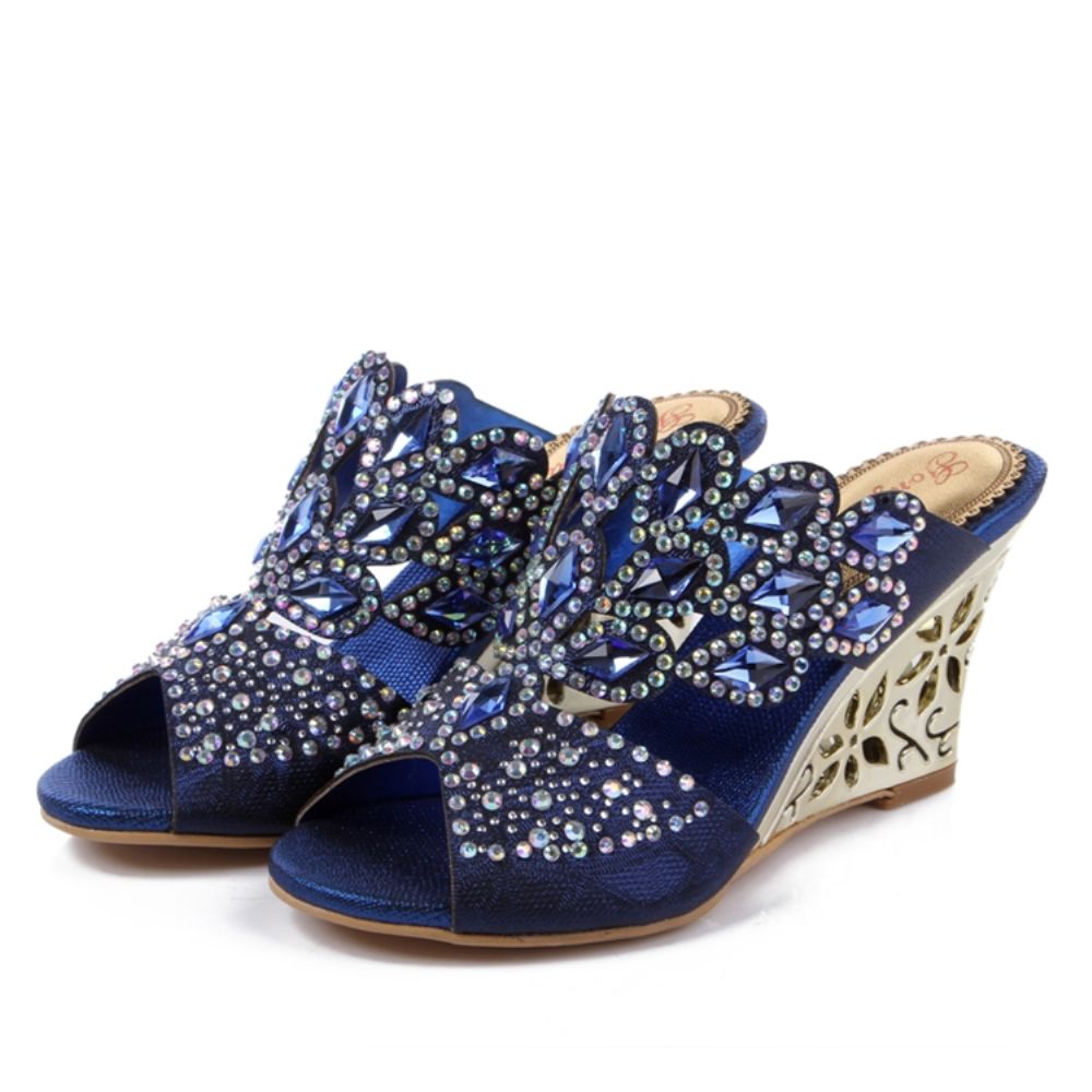 Wedge-Sandalen Met Glinsterende Strass-Steentjes