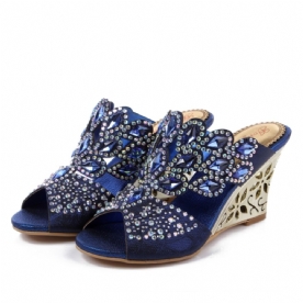 Wedge-Sandalen Met Glinsterende Strass-Steentjes