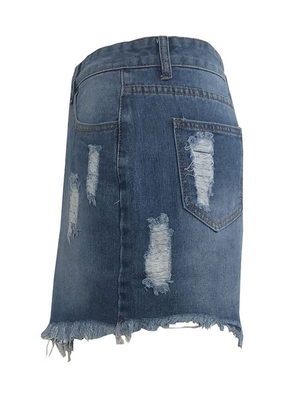 Asymmetrische Denim Effen Kantoordame Minirok