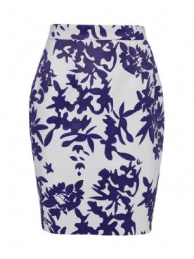 Bodycon Damesrok Met Halfhoge Taille En Bloemenprint