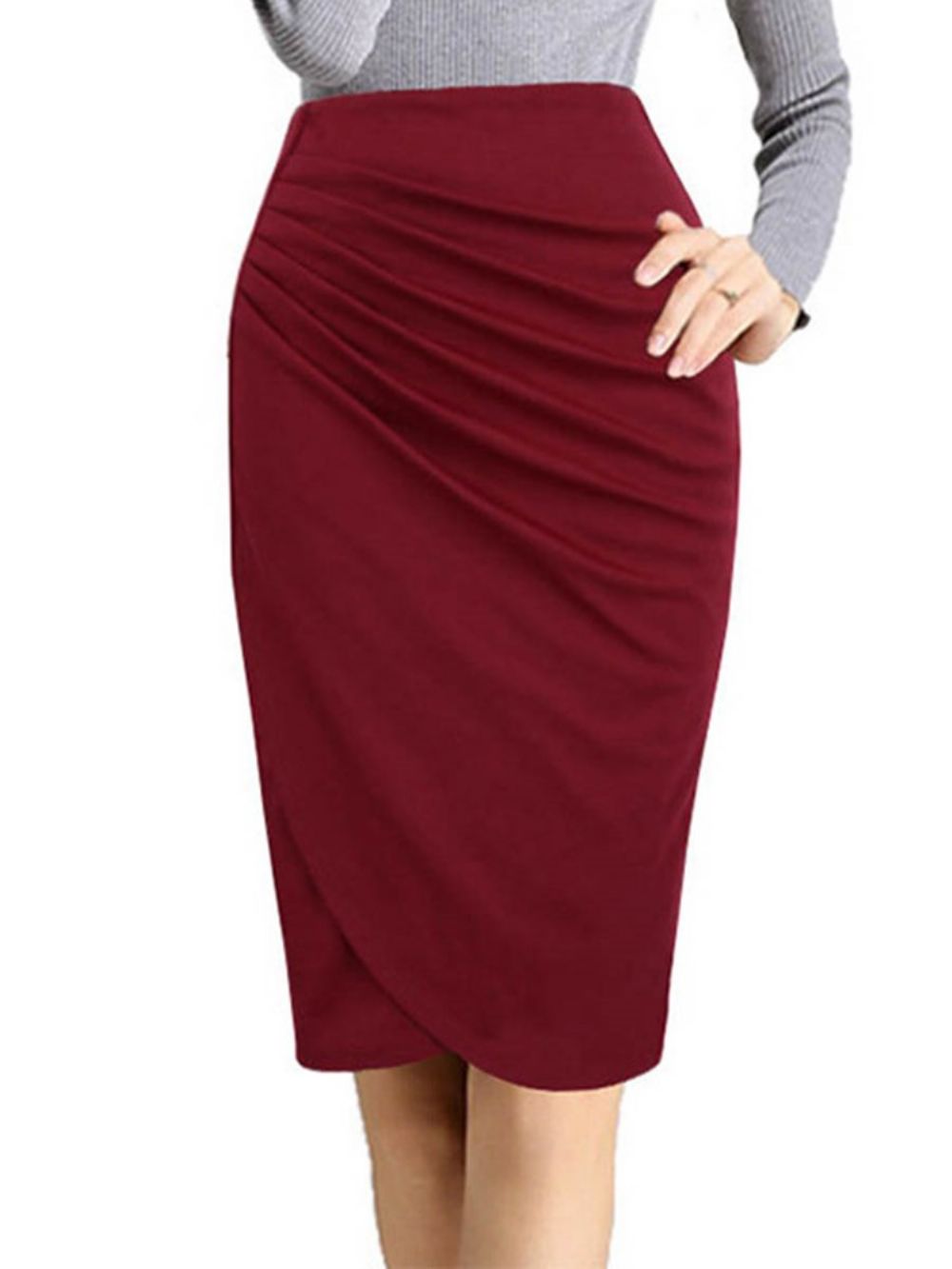 Geplooide Bodycon Damesrok Met Hoge Taille