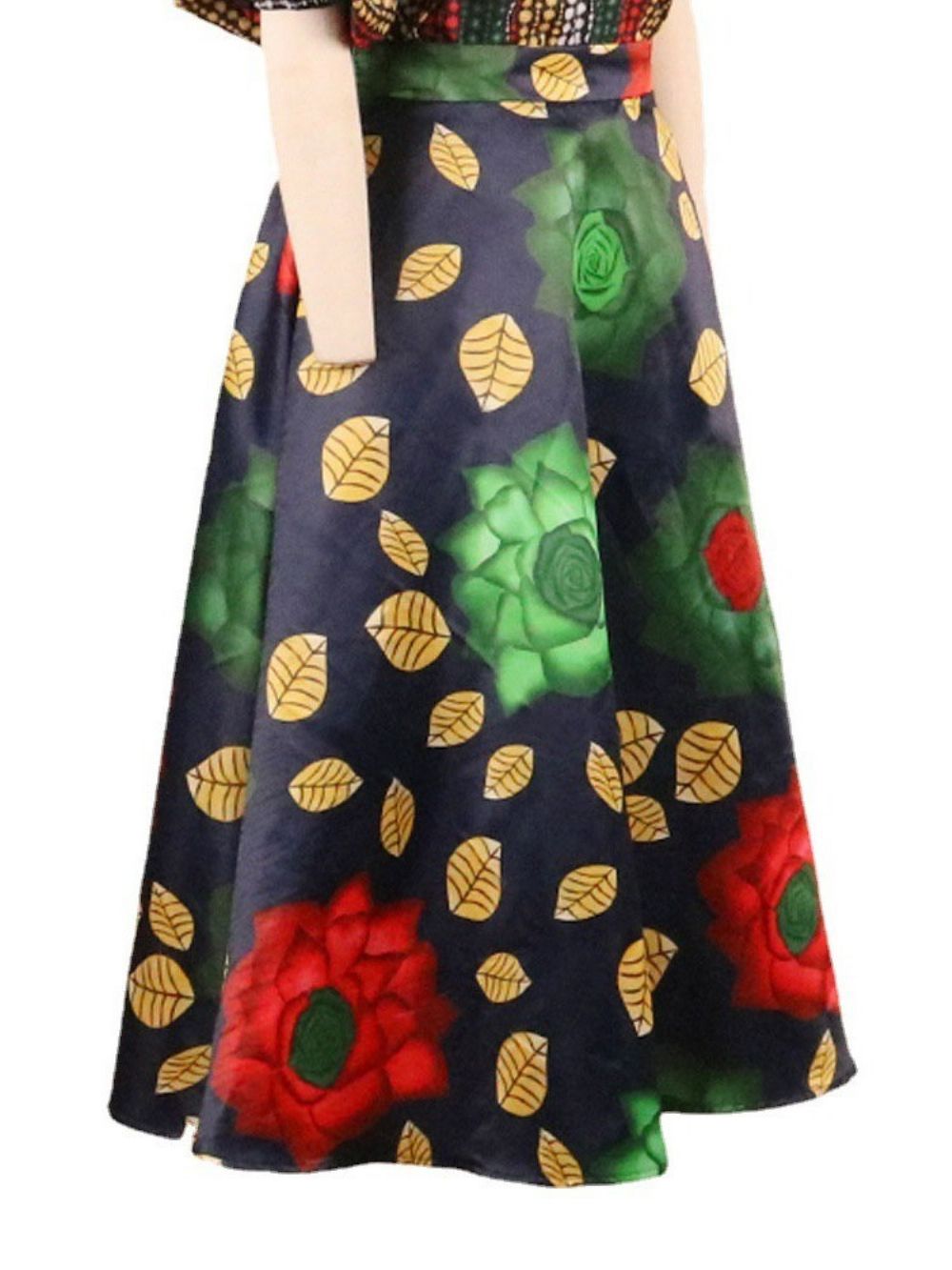 Halfhoge Bloemenmode Rok Met Print