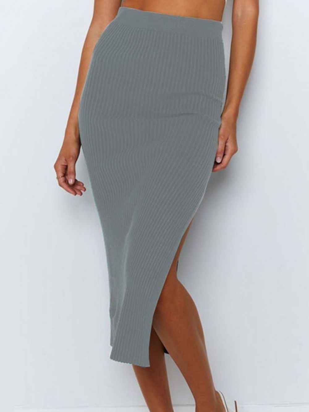 Halfhoge Bodycon-Mode Rok Met Halfhoge Taille En Split