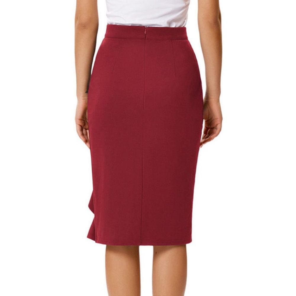 Knielange Kokerrok Falbala Fashion Skirt