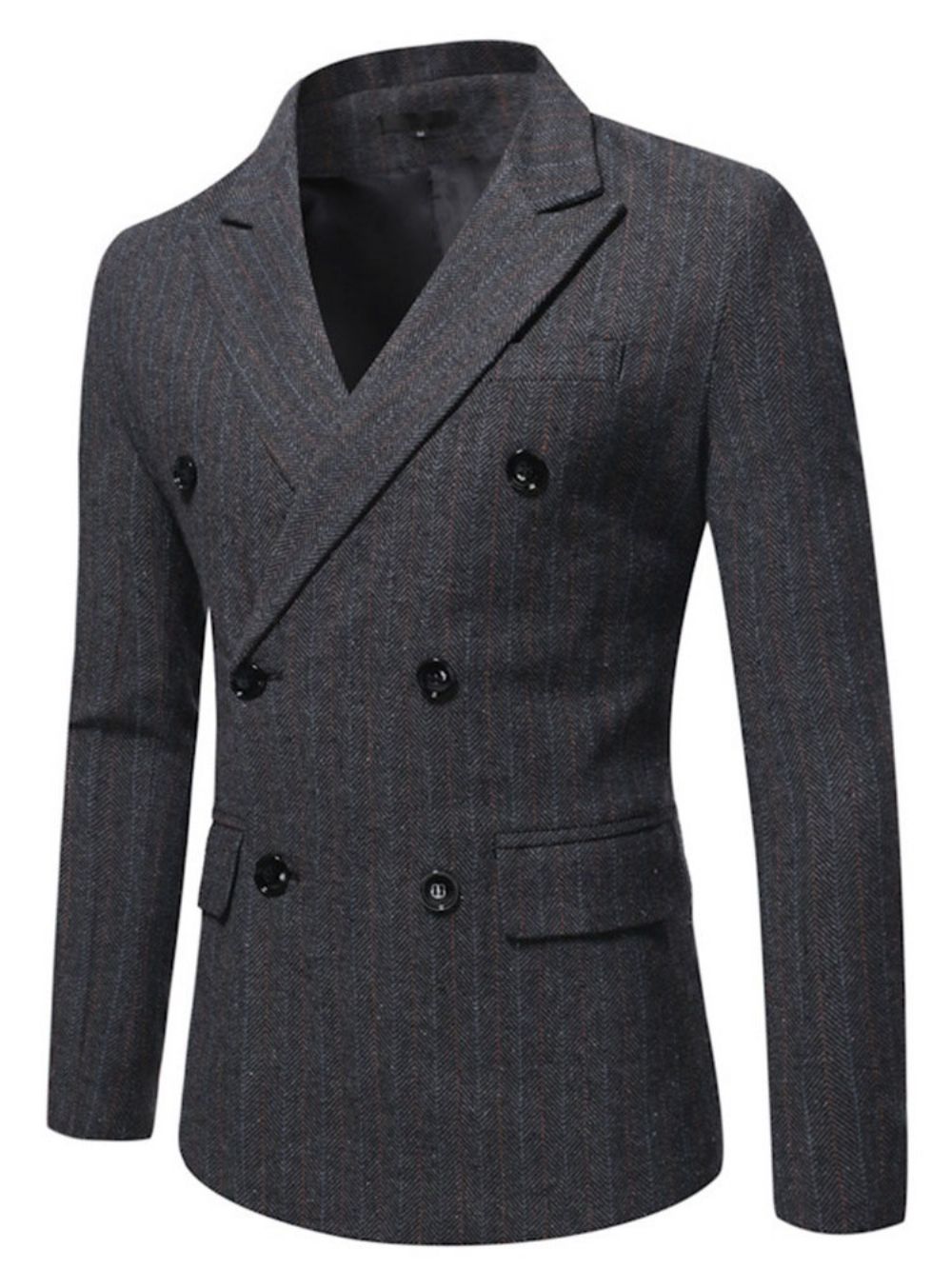 Blazer Met Dubbele Rij Knopen En Gestreepte Revers