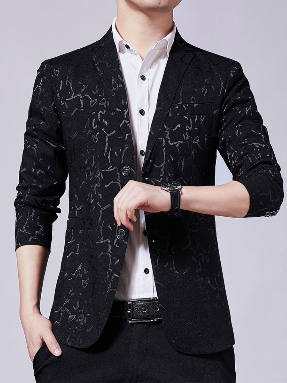 Blazer Met Ingekeepte Revers En Koreaanse Print