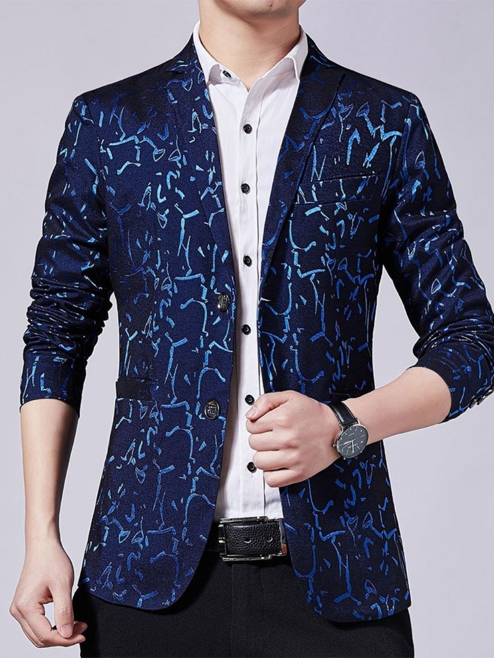 Blazer Met Ingekeepte Revers En Koreaanse Print