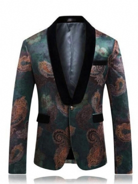 Casual Retro-Reversblazer Met Bloemenprint Heren