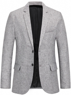 Casual Slanke Effen Blazer Met Inkeping En Revers