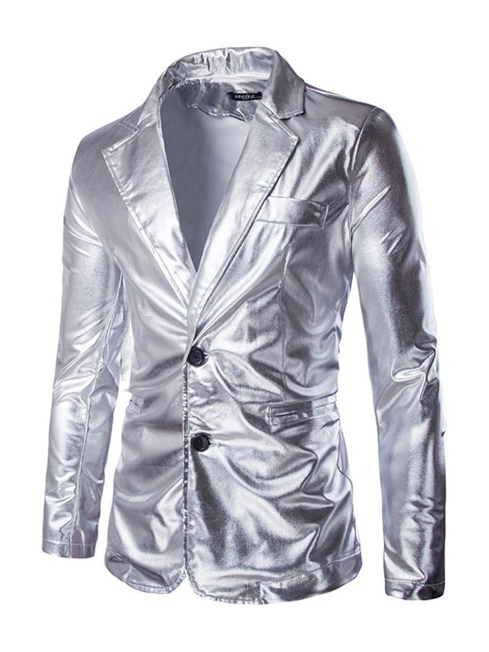 Effen Getande Revers Metallic Single-Breasted Feestblazer Heren