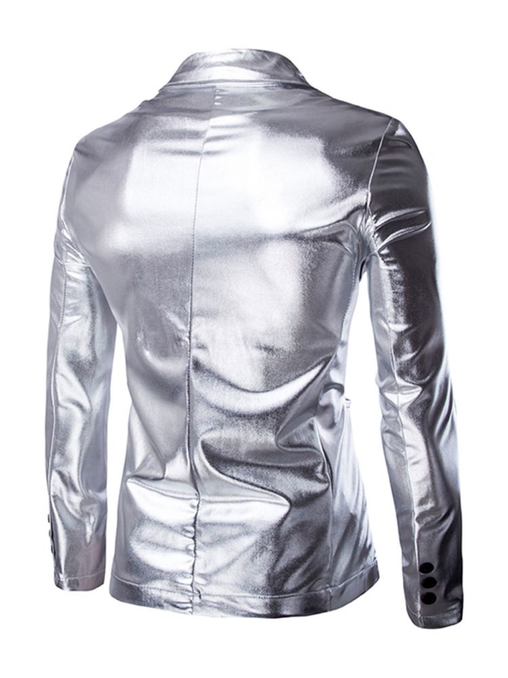 Effen Getande Revers Metallic Single-Breasted Feestblazer Heren