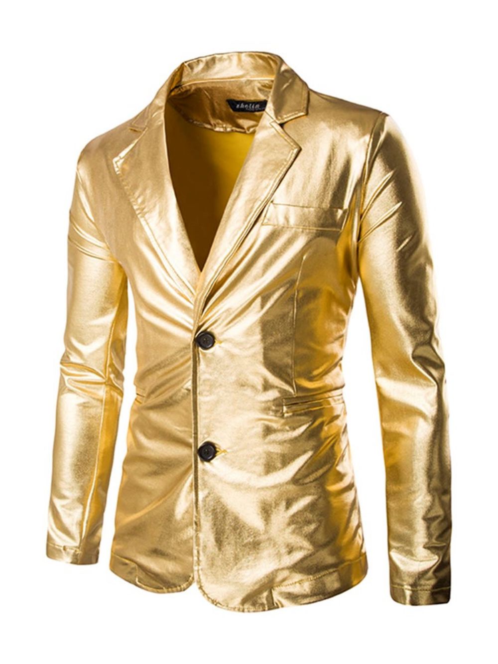 Effen Getande Revers Metallic Single-Breasted Feestblazer Heren