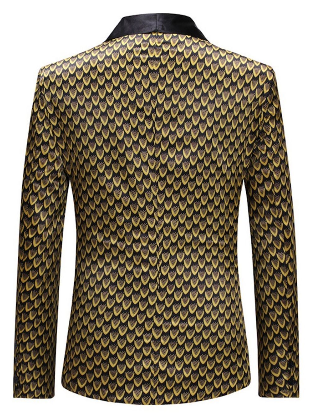 Slanke Blazer Met Één Knoop En Gouden Geometrische Print