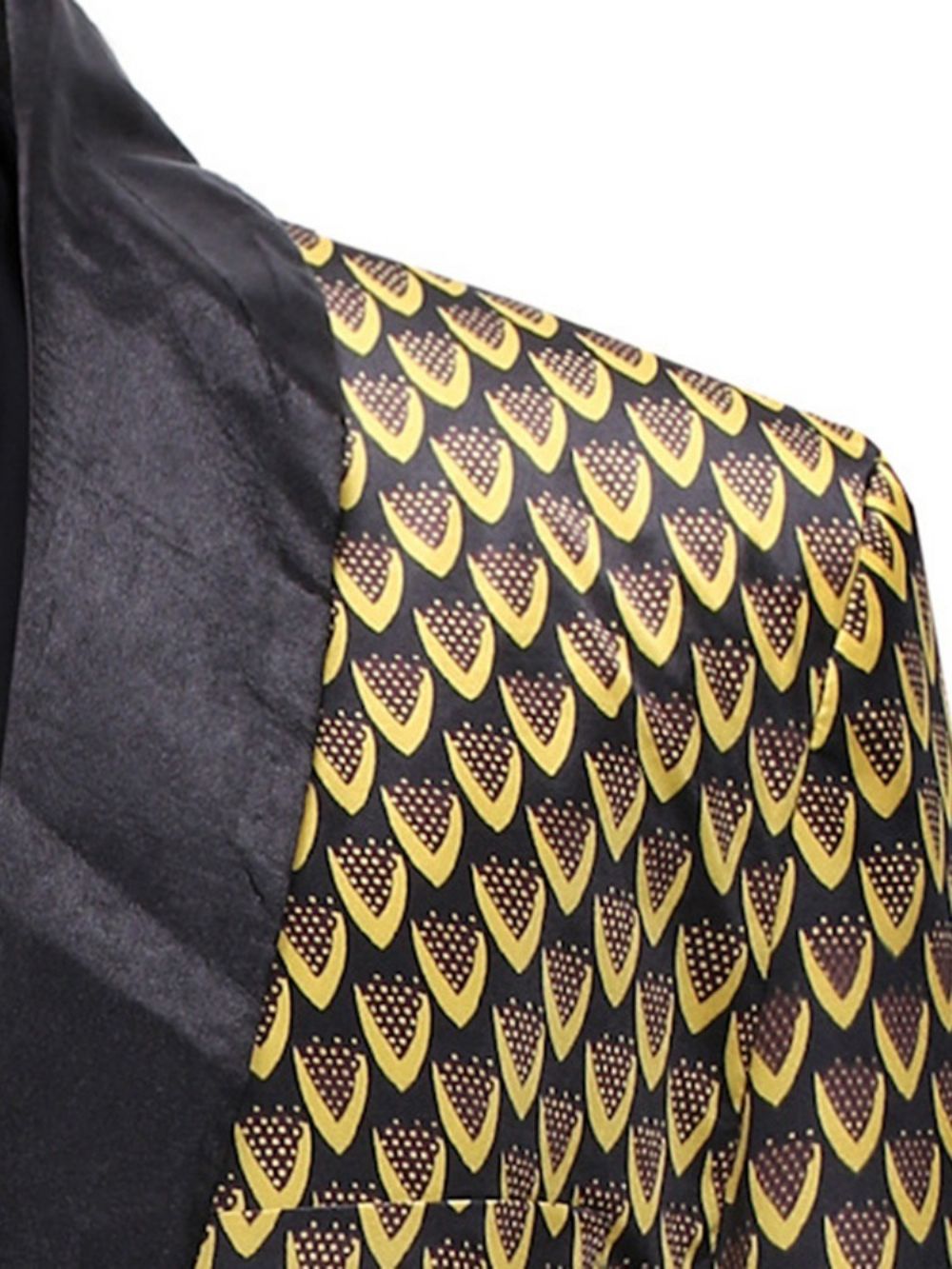 Slanke Blazer Met Één Knoop En Gouden Geometrische Print