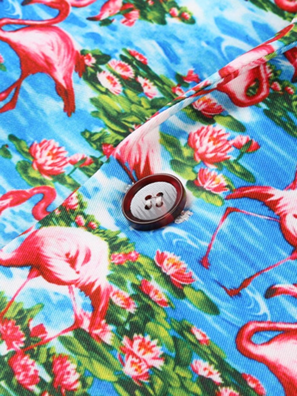 Slanke Herenblazer Met Flamingoprint En Kleurvlakken