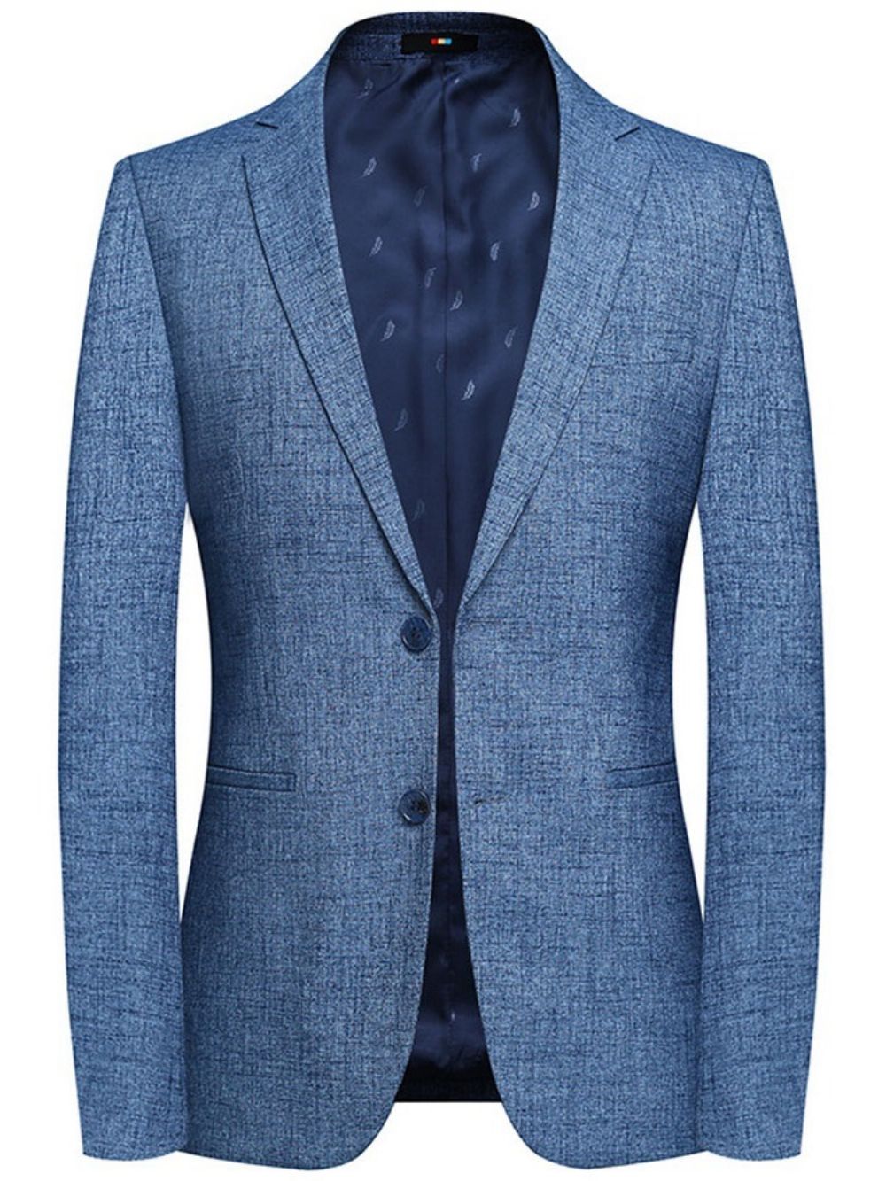 Slanke Patchwork Blazer Heren Met Één Rij Knopen