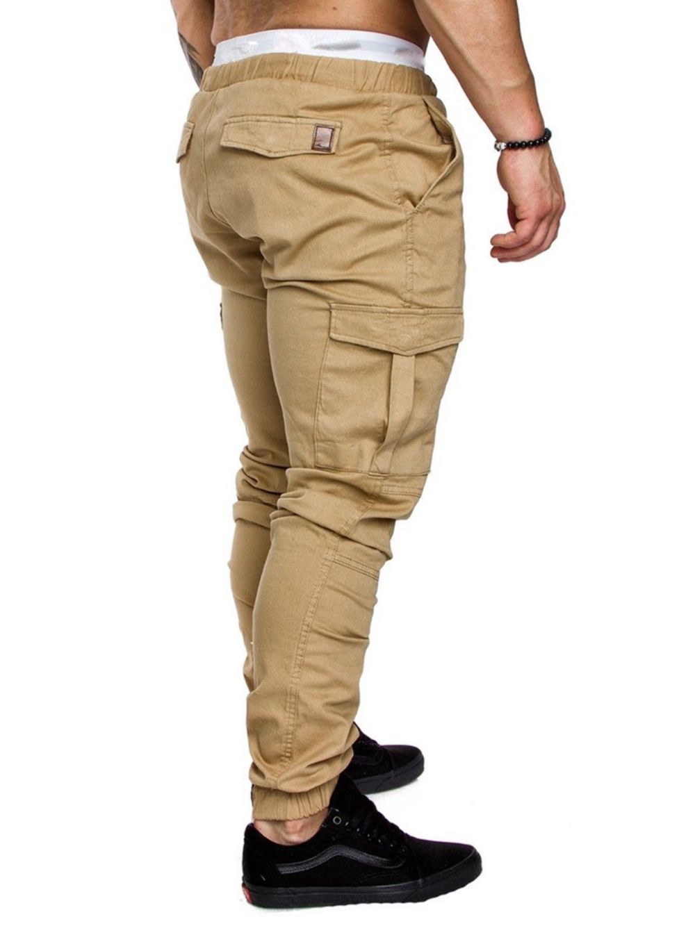 Cargobroek Effen Kaki Casual Broek Met Veters En Zak Heren