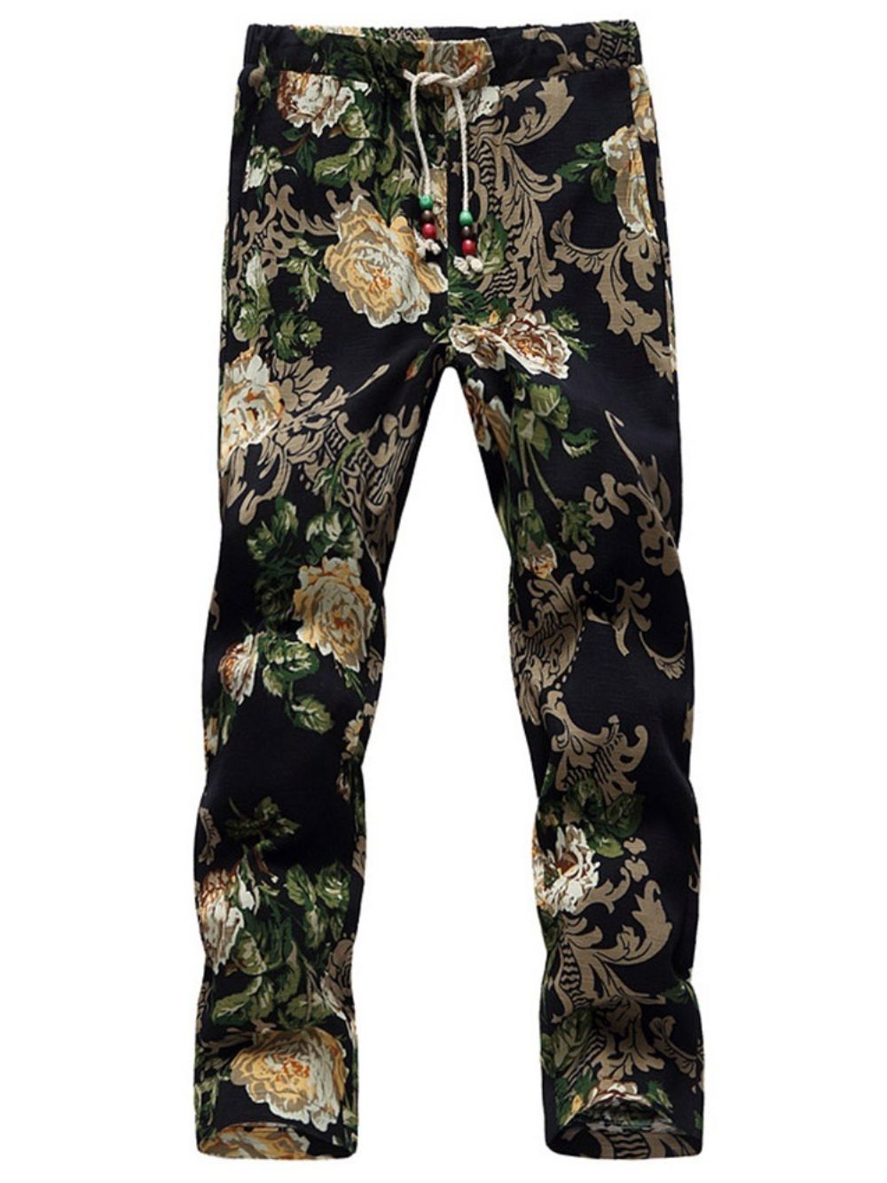 Casual Broek Heren Met Dunne Print En Halfhoge Taille