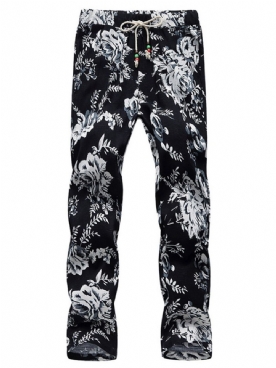 Casual Broek Heren Met Dunne Print En Halfhoge Taille