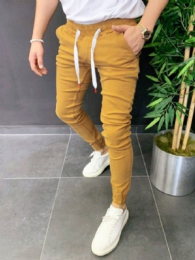 Casual Broek Heren Met Halfhoge Taille En Veters