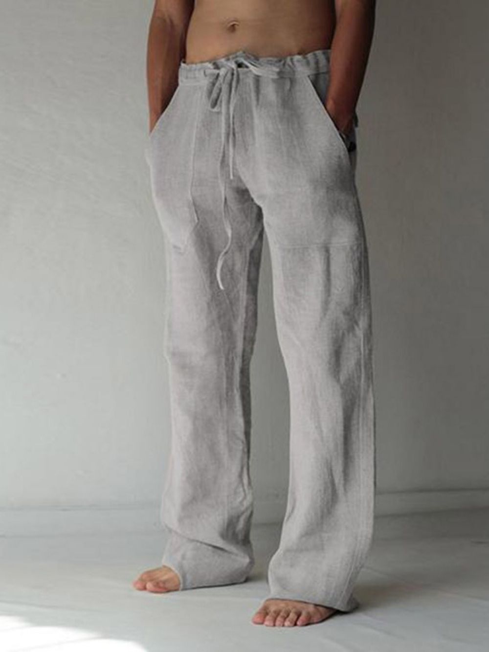 Casual Broek Heren Met Platte Taille En Halfhoge Taille