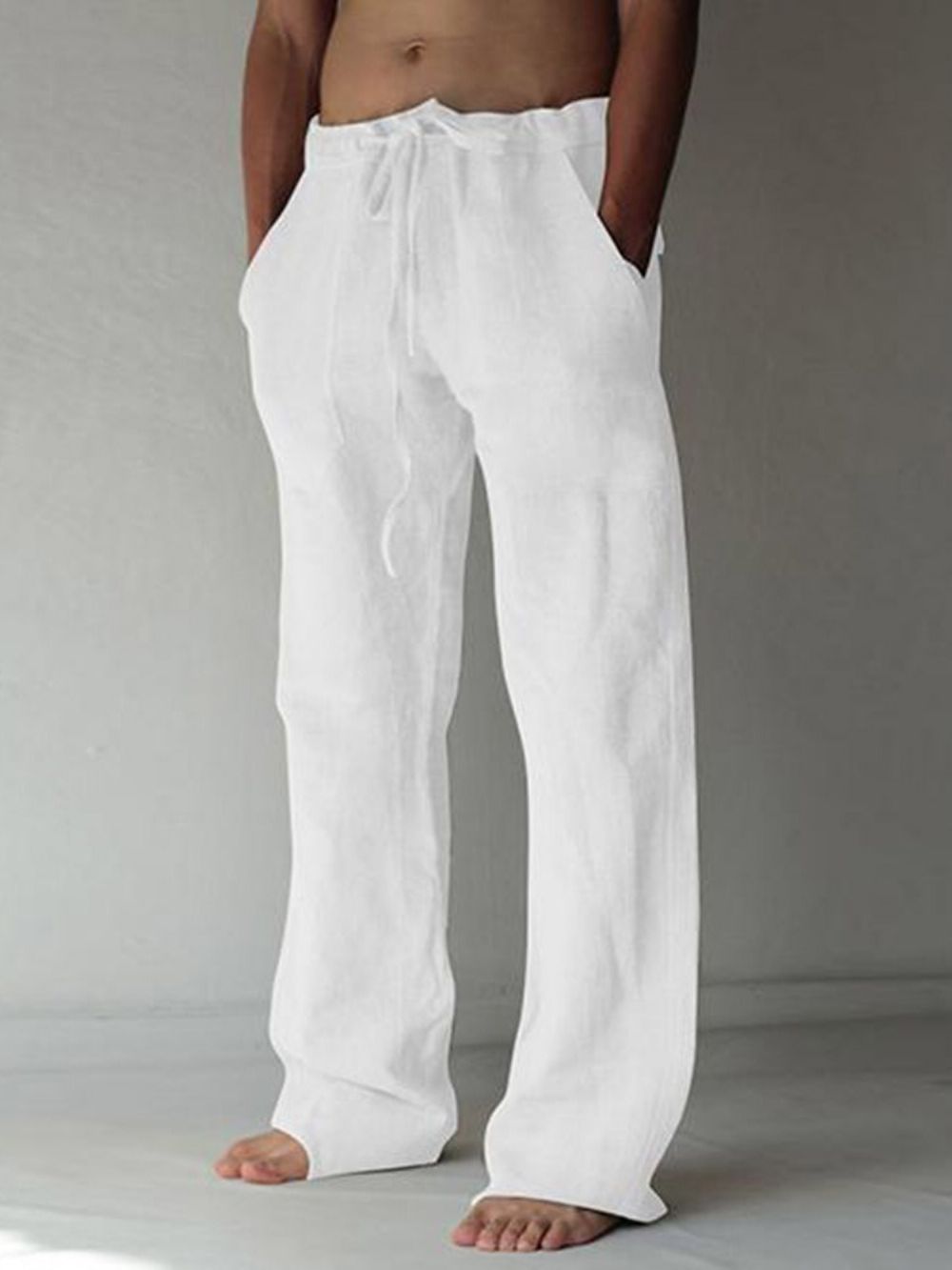 Casual Broek Heren Met Platte Taille En Halfhoge Taille