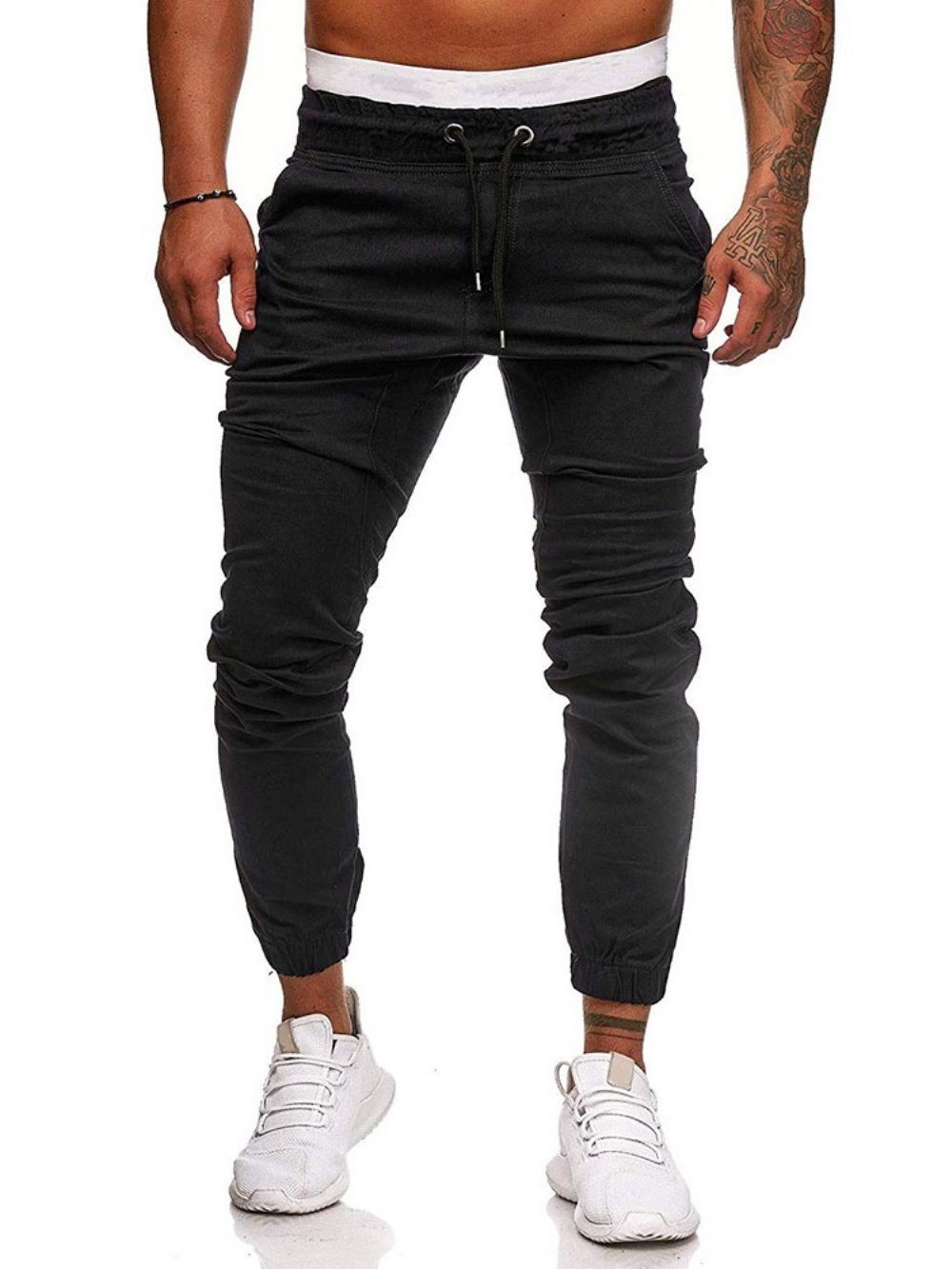 Geplooide Effen Potloodbroek Casual Casual Broek Met Veters