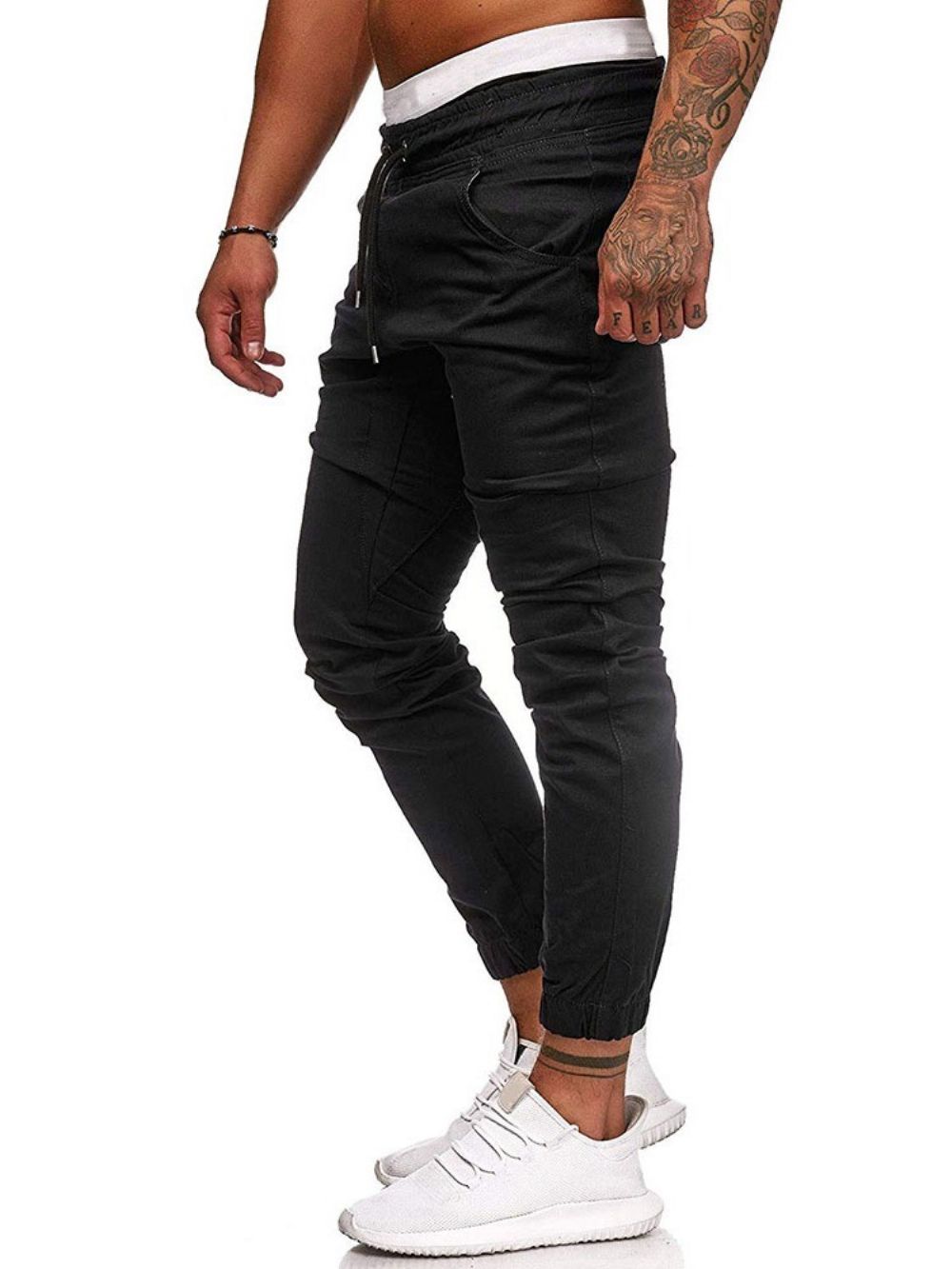 Geplooide Effen Potloodbroek Casual Casual Broek Met Veters