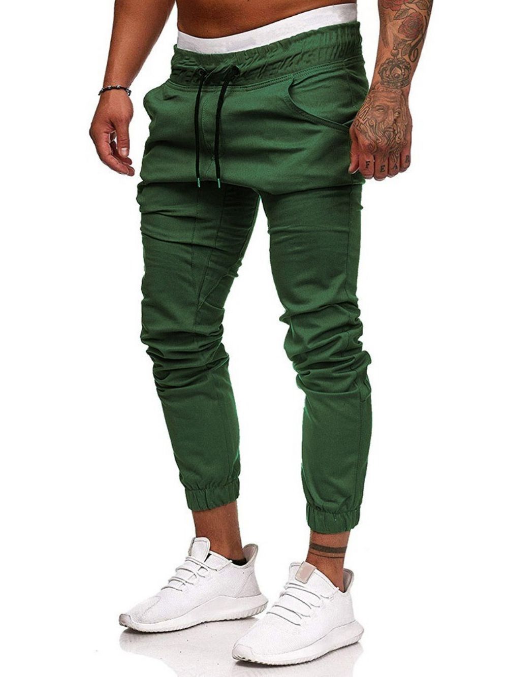 Geplooide Effen Potloodbroek Casual Casual Broek Met Veters