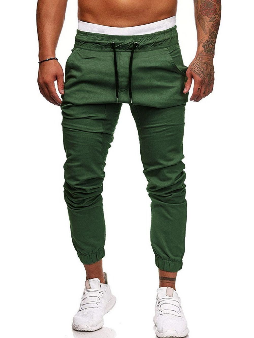 Geplooide Effen Potloodbroek Casual Casual Broek Met Veters