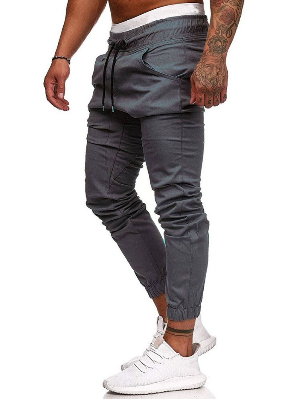 Geplooide Effen Potloodbroek Casual Casual Broek Met Veters