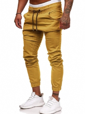 Geplooide Effen Potloodbroek Casual Casual Broek Met Veters