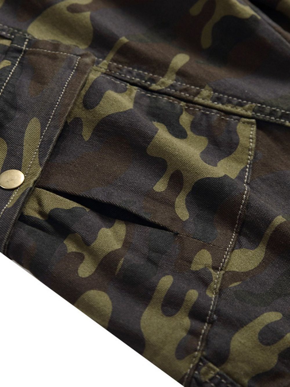 Geplooide Rechte Camouflagebroek Met Rits En Halfhoge Taille