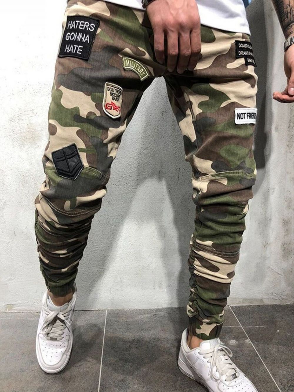 Potlood Camouflage Applicaties Rits Europese Casual Broek