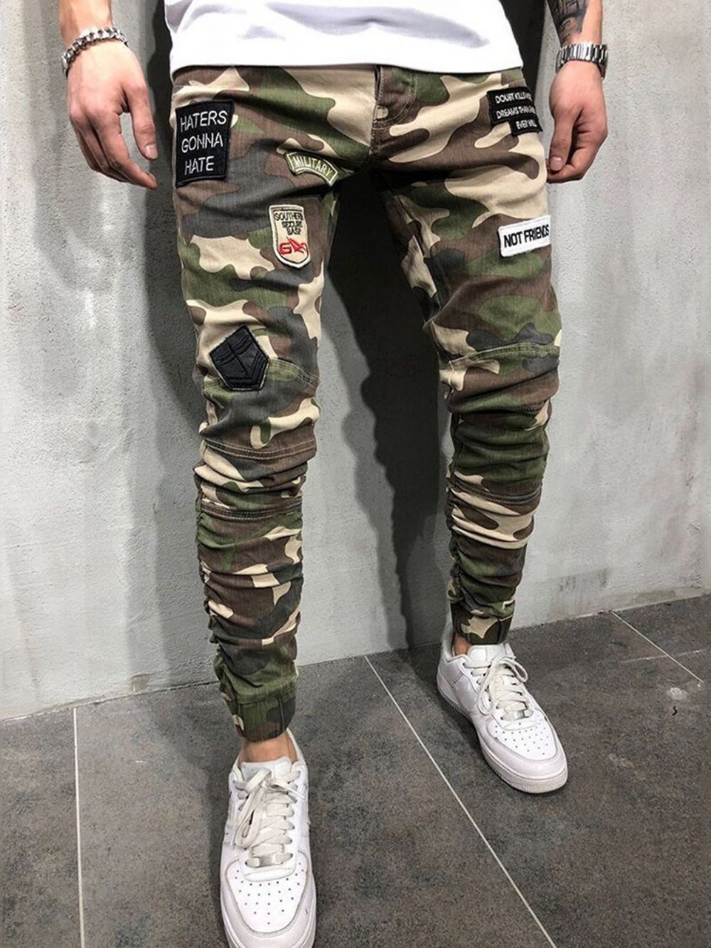 Potlood Camouflage Applicaties Rits Europese Casual Broek