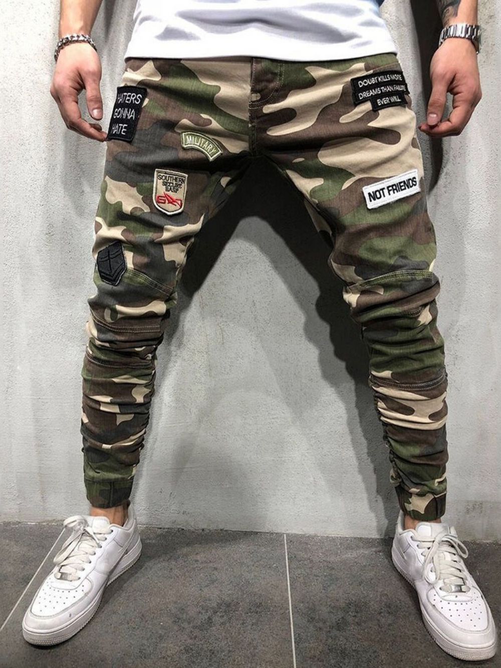 Potlood Camouflage Applicaties Rits Europese Casual Broek