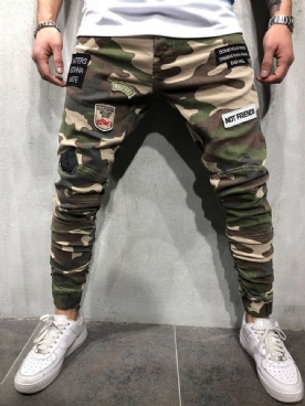 Potlood Camouflage Applicaties Rits Europese Casual Broek