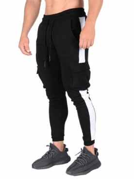 Potloodbroek Veterschoenen Kleurblok Mid-Taille Casual Broek Heren