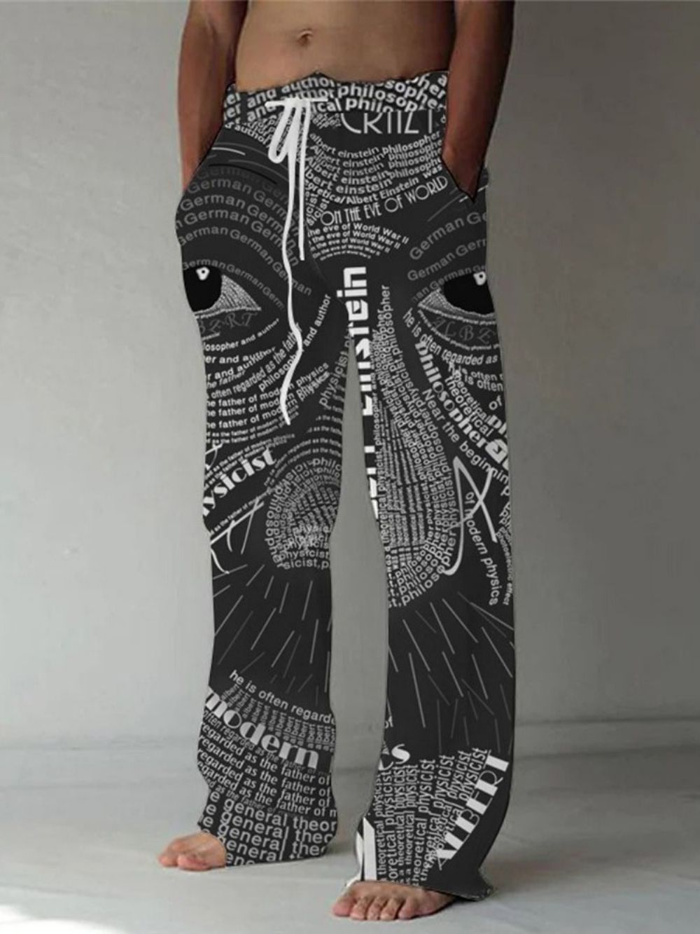 Print Letter Rechte Europese Casual Broek Met Veters