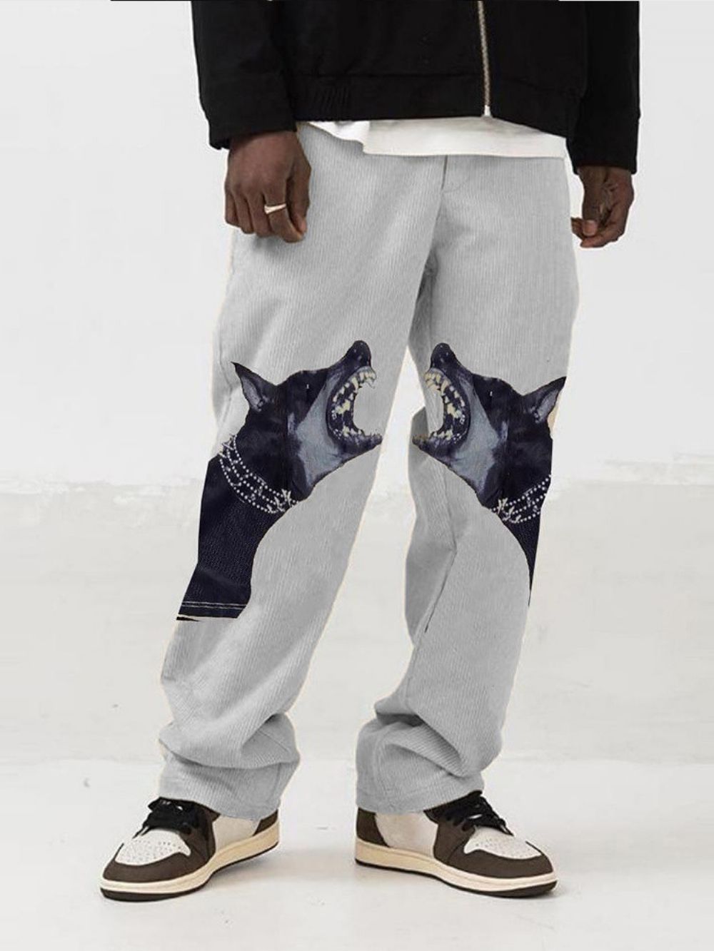 Rechte Europese Mid-Taille Casual Broek Met Print