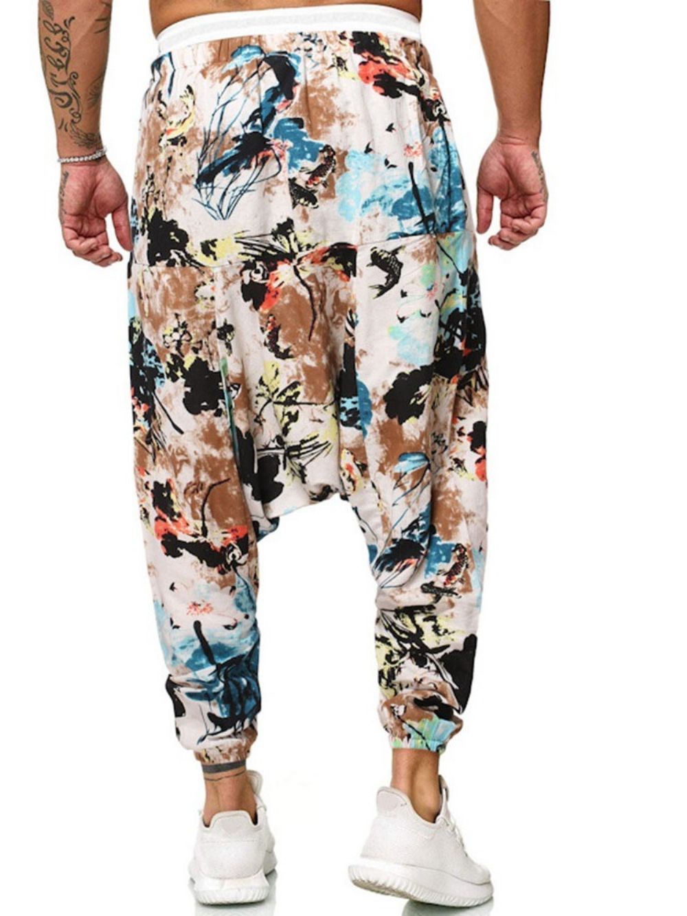 Wijde Broek Met Bloemenprint En Halfhoge Taille Casual Broek Heren