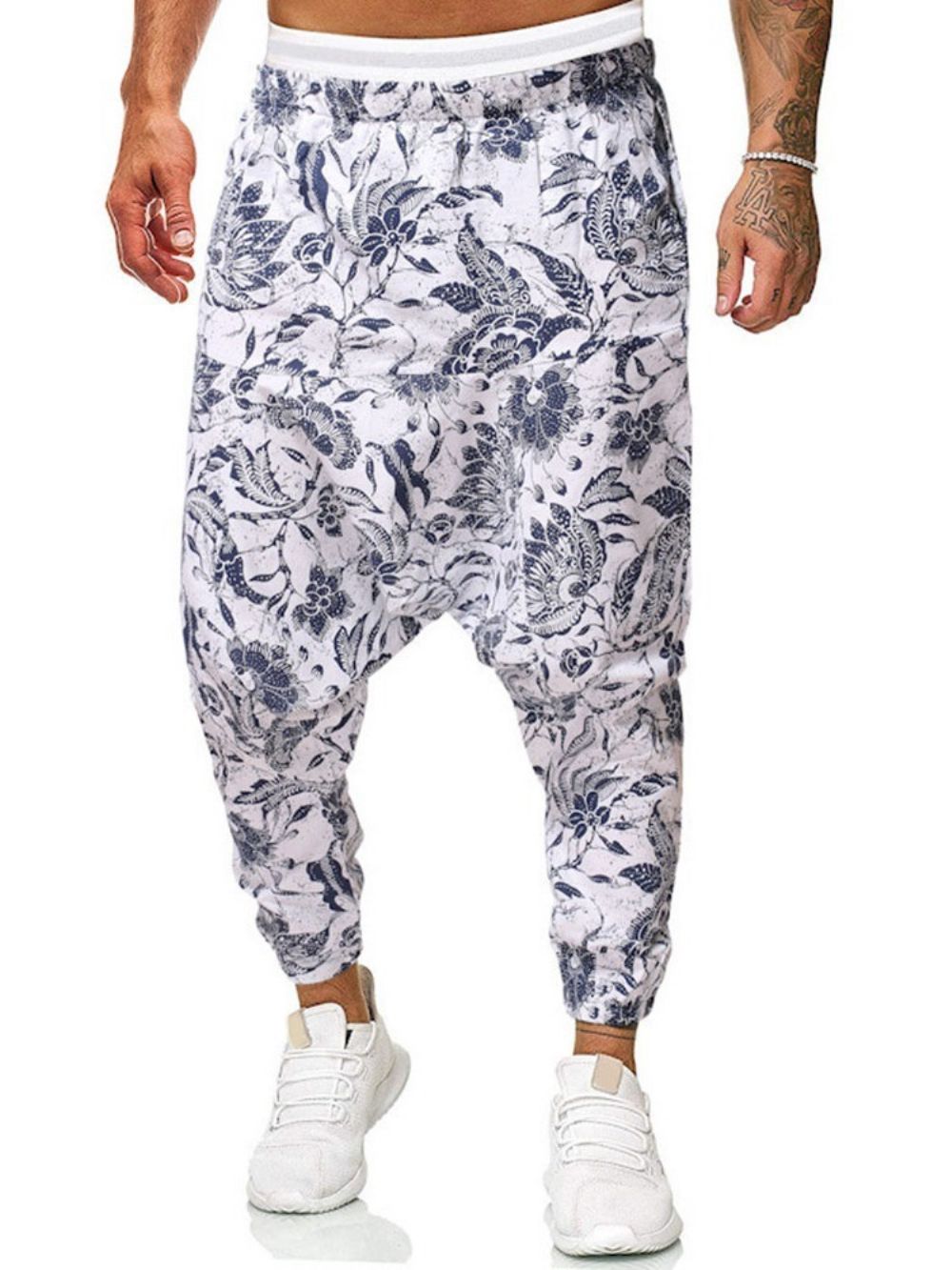 Wijde Broek Met Bloemenprint En Halfhoge Taille Casual Broek Heren