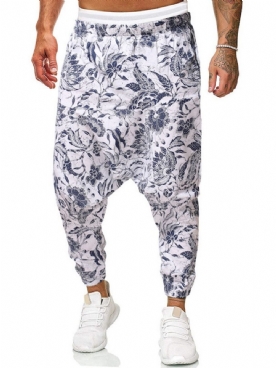 Wijde Broek Met Bloemenprint En Halfhoge Taille Casual Broek Heren