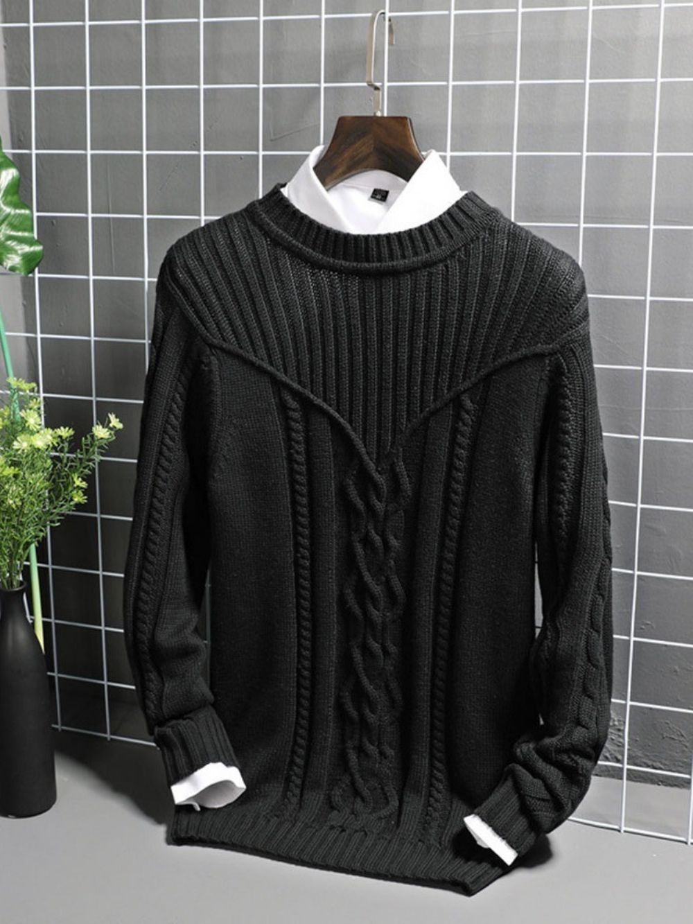 Effen Ronde Hals Casual Rechte Herensweater