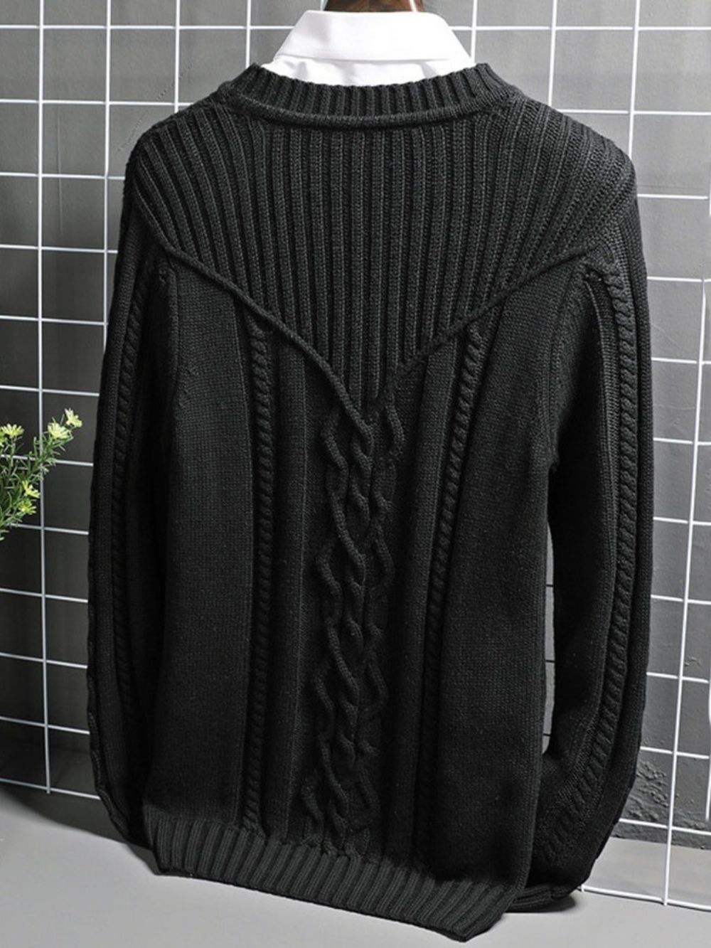 Effen Ronde Hals Casual Rechte Herensweater