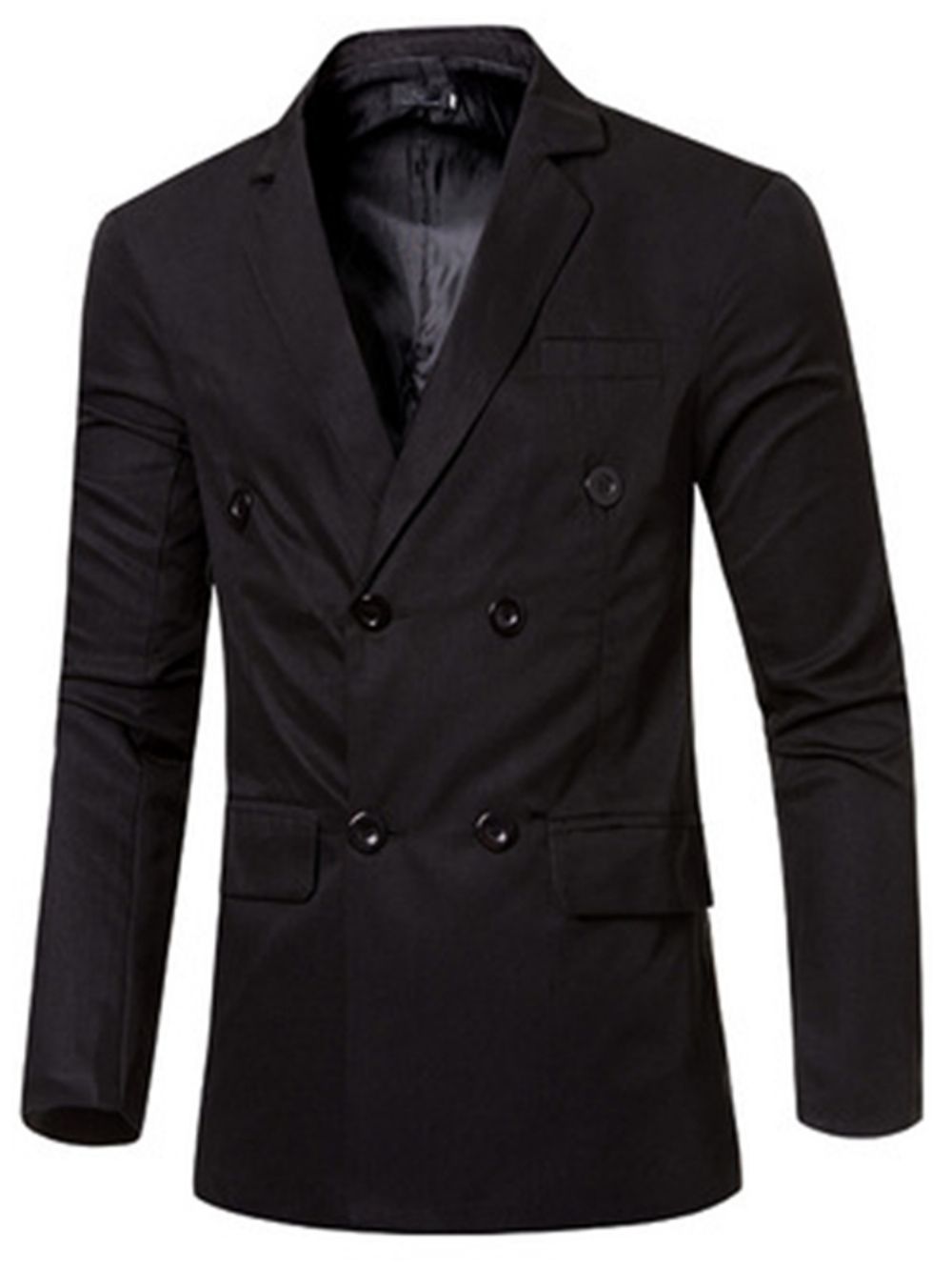 Effen Kleur Double-Breasted Casual Blazer Heren