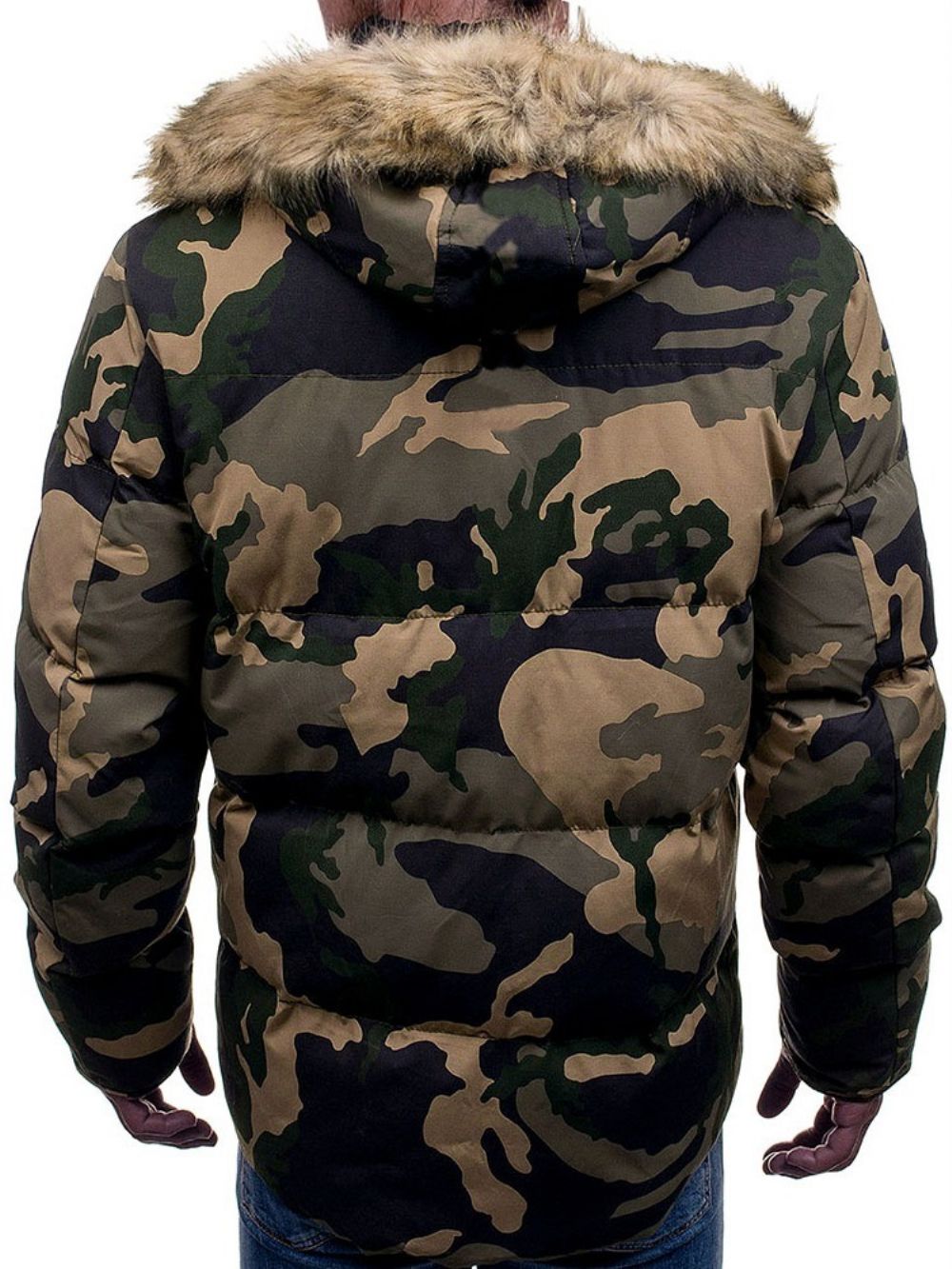 Halflange Zak Camouflage Casual Donsjack Met Rits Heren