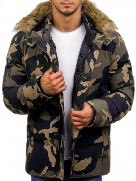 Halflange Zak Camouflage Casual Donsjack Met Rits Heren