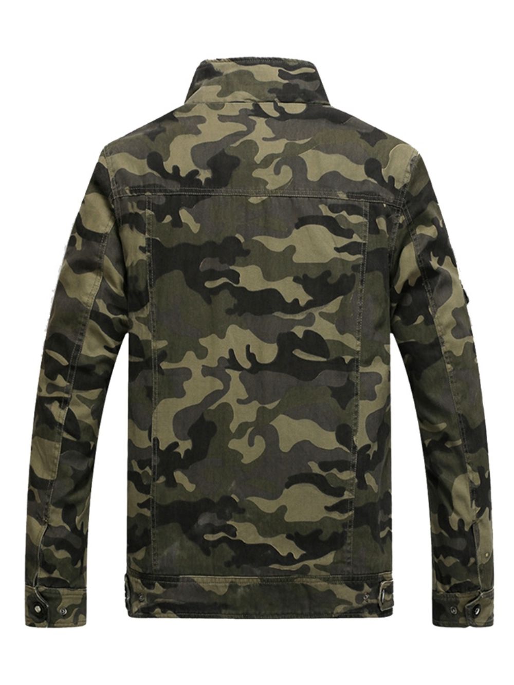 Herenjack Van Katoenblends Camouflage Met Opstaande Kraag En Rits